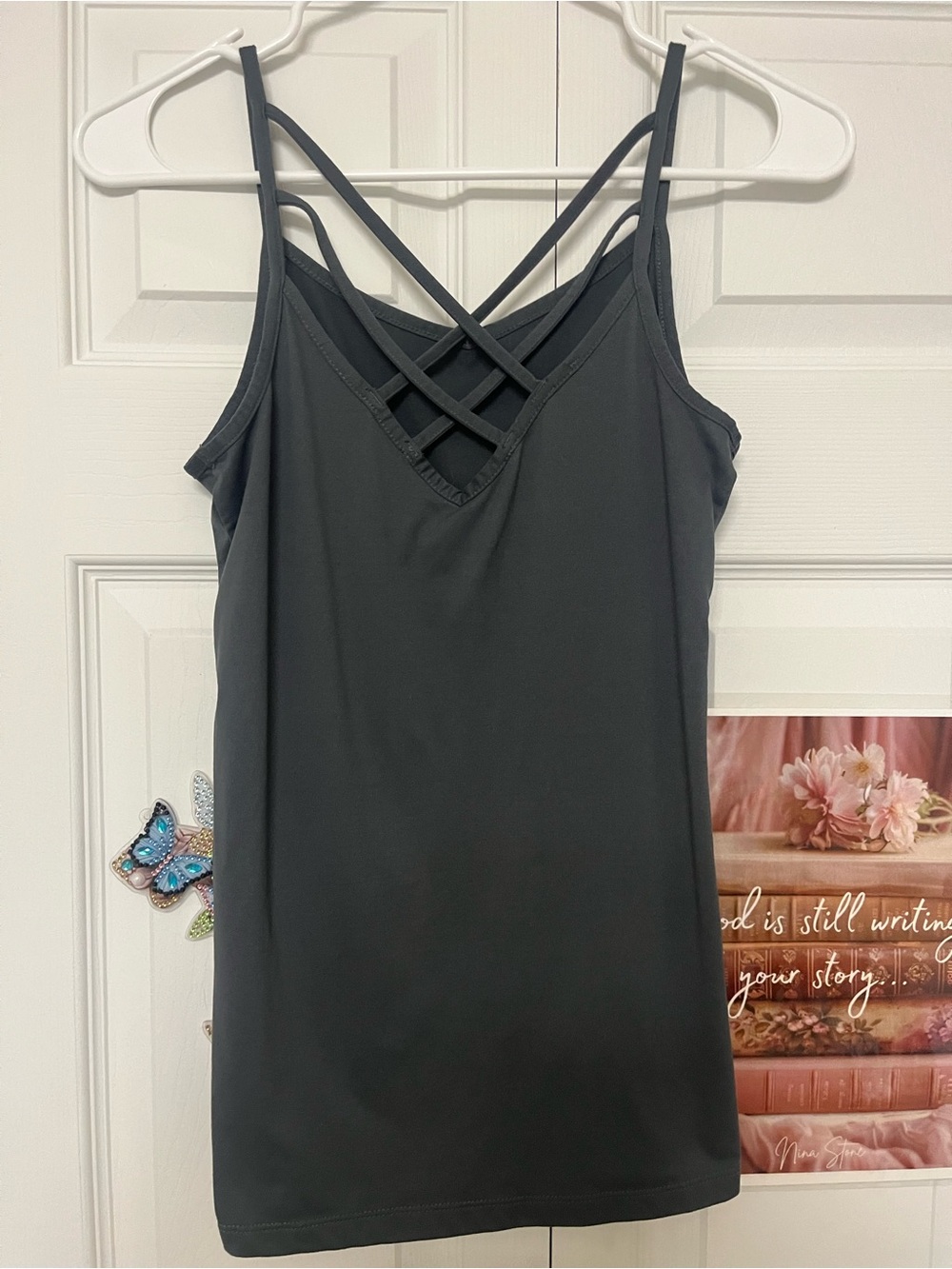 Scheel’s Brand Women's Reversible Charcoal Crisscross Strap Athletic Top
